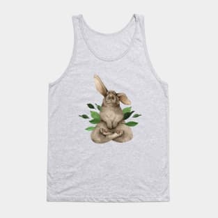 meditating bunny with leaves Tank Top